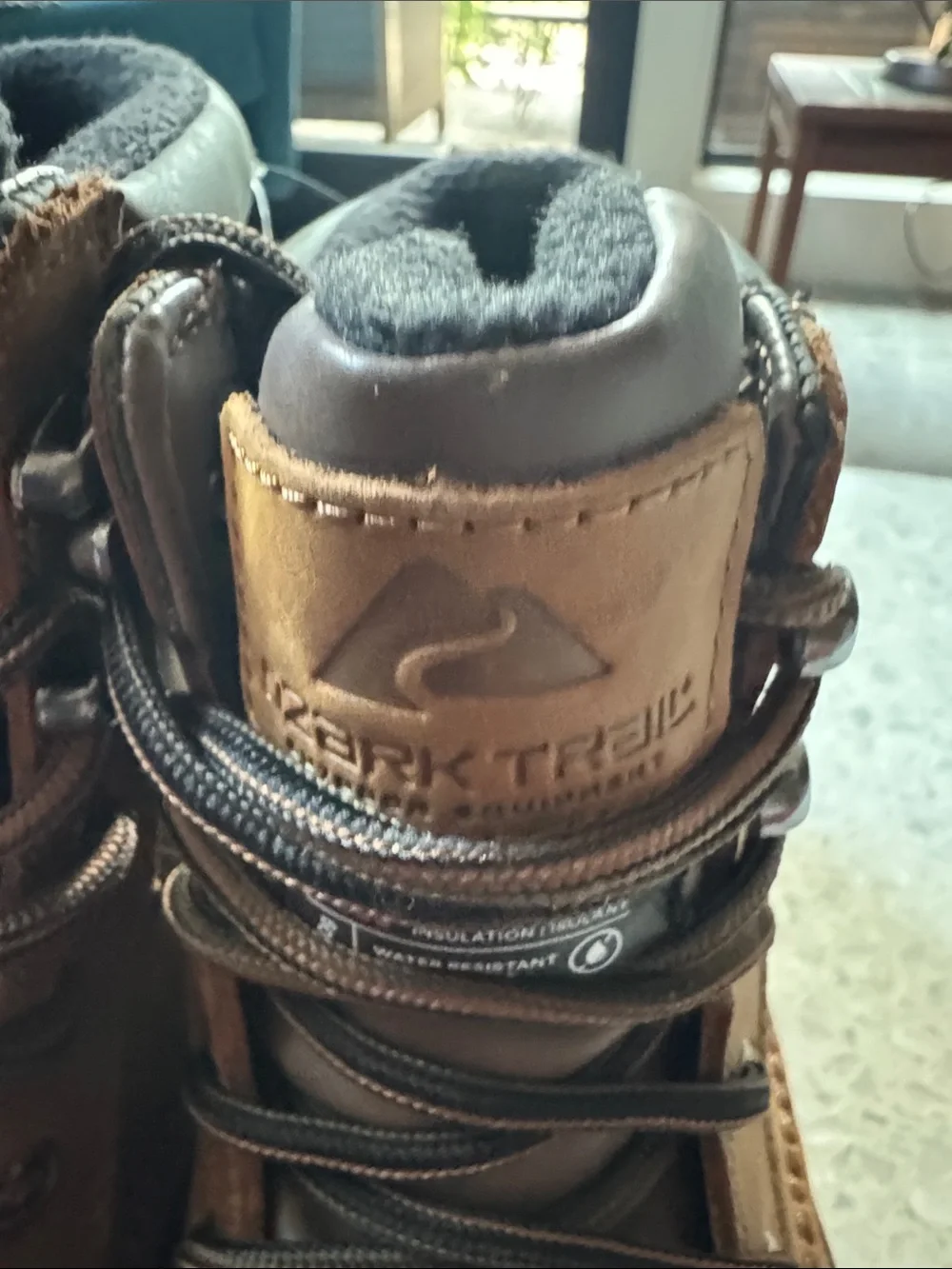Ozark Trail Brown and Black Leather Waterproof Insulated Men's Snow Boots